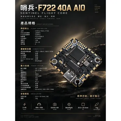 GOBU 哨兵 3.5吋 FPV穿越機 F722 AIO 40A 4500KV DJI O4 Wide O4 Pro（細節圖 2）