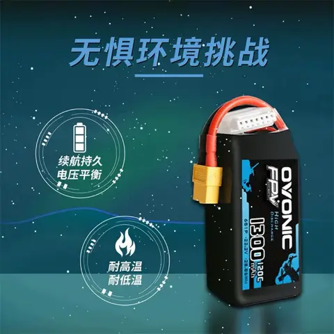Ovonic 歐牌藍標 FPV鋰電 1480mAh 6S 22.2V 160C 5吋穿越機高爆發航模電池（細節圖 1）