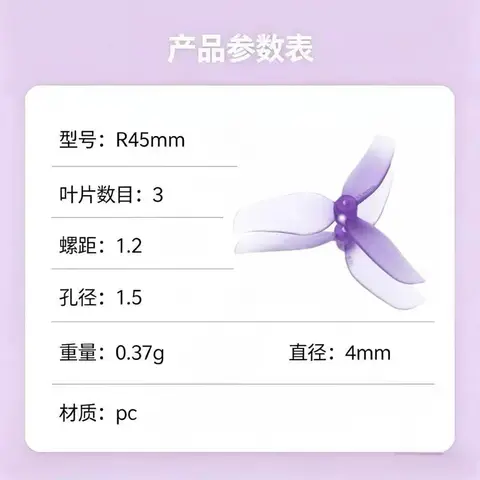 FPV 穿越機 螺旋槳 45mm 三葉槳 R45mm 1.5mm軸孔 RUIYI Tiny Whoop 無刷 空拍機槳葉（細節圖 2）