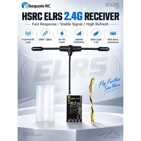 ELRS 2.4G 接收機 HSRC 1.1g 輕量 T型天線 CRSF/SBUS FPV 穿越機 接收機 電翼動力（主圖）