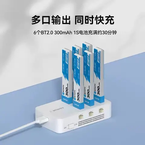 BETAFPV 6口充電器 1S穿越機迷你無人機充電站 PH2.0 BT2.0雙接口 300mA安全充 鋰電池一充六顆（細節圖 2）