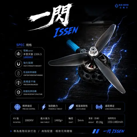 一閃 ISSEN 5吋 FPV穿越機 奈米防水GEPRC MARK5 F722 V3 60A ESC ELRS 2.4G（細節圖 2）