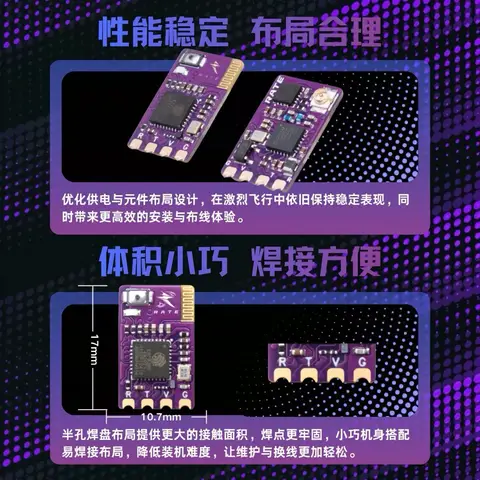 瑞速科技 RATE ELRS 2.4G PRO 接收機 穿越機/固定翼/航模用 超小體積 內含一般天線/耐炸羊角天線（細節圖 1）