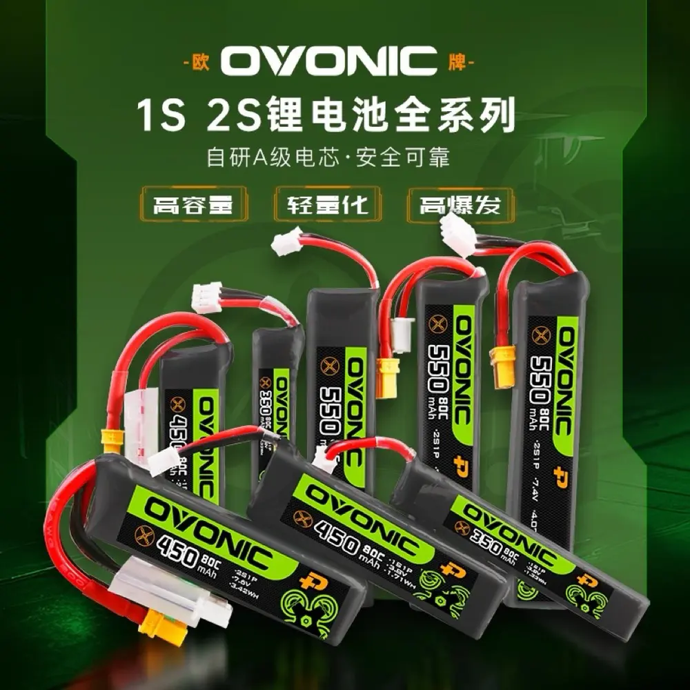 Ovonic 1S 550mAh 100C BT2.0 高壓鋰電池 Tinywhoop/微型穿越機專用 長續航高爆發(主圖)