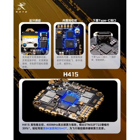 RATE H415 MINI AIO 飛塔｜H415主控｜15A 32位電調｜2-3S｜內建接收機｜FPV 穿越機 飛控（細節圖 1）